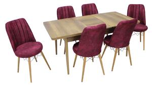 Set masă extensibilă Aris Nuc cu 6 scaune Apollo Bordo