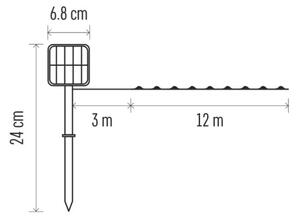 Instalație LED solară LED/2,4W/1,2V 1xAA 15 m IP44 3000K 600 mAh