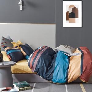 Lenjerie de pat cu dungi colorate, fabricată din bumbac de calitate 3 părți: 1buc 160 cmx200 + 2buc 70 cmx80