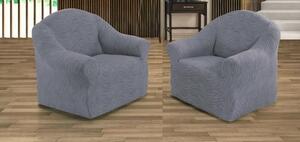 Set 2 huse elastice pentru fotolii, fara volanas, cu model Jacquard Gri in dungi