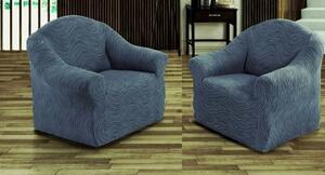 Set 2 huse elastice pentru fotolii, fara volanas, cu model Jacquard Cenusiu in dungi