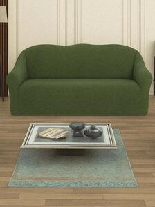 Husa elastica pentru canapea 3 locuri, fara volanas, model Jacquard Verde in dungi
