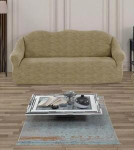 Husa elastica pentru canapea 3 locuri, fara volanas, model Jacquard Bej in dungi