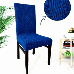 Set 6 huse elastice pentru scaune, model Jacquard, Albastru in dungi