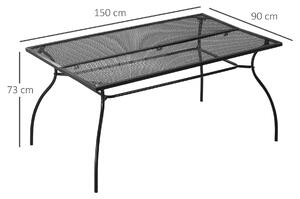 Outsunny Masa mare pentru terasa pentru 6 persoane, 150 cm cu cadru metalic, neagra | Aosom Ro
