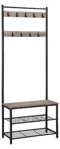 Perete de hol din metal INDUSTRY 175 cm, negru/maro-gri