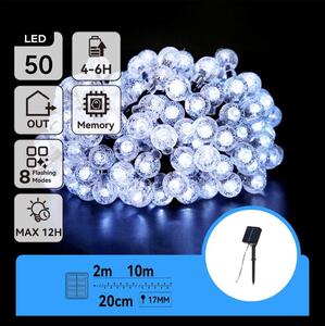 Instalație LED solară decorativă Aigostar 50xLED/8 funcții 12m IP65 alb rece