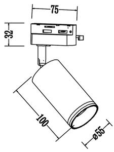 Spot pentru sistem de șină monofazat PIPE, 1x GU10, 10W, 230V, alb