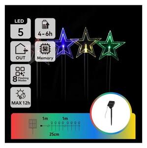 Aigostar - Lampă solară LED RGBY de Crăciun, 1,2 V, 8 moduri, 1 m, IP65, 800 mAh, decor stele