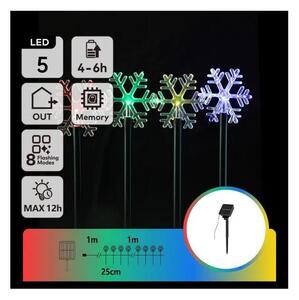 Aigostar - LED RGBY Lampă solară de Crăciun LED/1,2V/8 funcții 1m IP65 800mAh fulgi de zăpadă