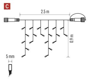 Ghirlandă LED pentru exterior, 100 LED, 2,5 x 0,9 m, IP44, alb rece
