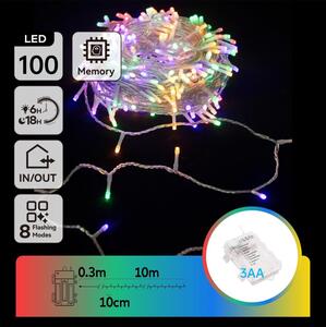 Instalație LED de Crăciun de exterior Aigostar 100xLED/8 funcții 3xAA 10,3m IP44 multicolor