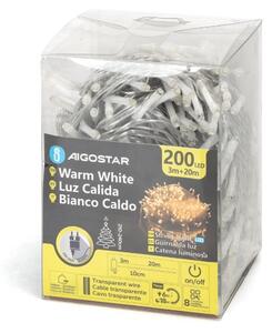 Aigostar - Ghirlandă LED de exterior 200xLED/8 funcții 23m IP44 alb cald