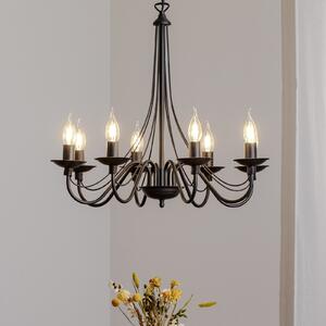 ALDEX Candelabru roz, negru, 8 becuri, metal, reglabil, Negru, Camera de zi / sufragerie, Metal
