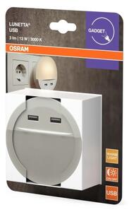 Osram - LUNETTA Lampă de veghe LED pentru priză cu senzor, 2x USB, 13W, 230V