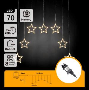 Aigostar - Ghirlandă LED de Crăciun pentru exterior 70xLED/230V 1,2x1m IP44 alb cald stele