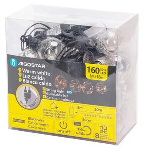 Aigostar - Ghirlandă LED decorativă pentru exterior 160xLED/3,6W/230V 10m IP44 alb cald