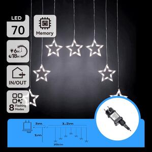 Aigostar - Ghirlandă LED pentru exterior 70xLED/230V 1,2x1m IP44 alb rece steluțe