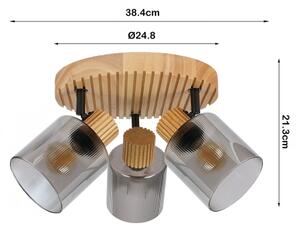 Brilagi - Lampă spot HYGGE 3xE14/15W/230V, lemn/fumuriu