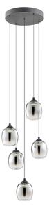 Redo 01-3488 - Lustru LED dimabil KHADI suspendat pe cablu, 5 x LED / 5,2 W / 230 V, negru/fumuriu