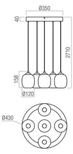 Redo 01-3488 - Lustru LED dimabil KHADI suspendat pe cablu, 5 x LED / 5,2 W / 230 V, negru/fumuriu