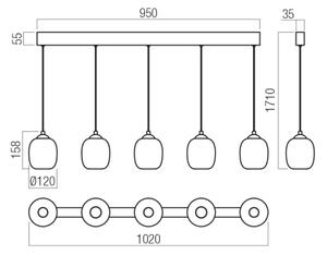 Redo 01-3490 - Lustră LED reglabilă pe cablu KHADI 5xLED/5,2W/230V negru/fumuriu