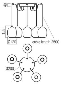 Redo 01-3487 - Lustră dimabilă pe cablu KHADI 5xLED/5,2W/230V negru/fumuriu