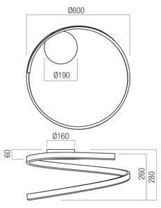 Plafonieră LED dimmabilă SCROLL, 38W/230V, auriu - Redo 01-4011