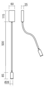 Redo 01-4475 - Lampă flexibilă LED WALLIE, 3W, 230V, USB, CRI 90, bronz