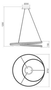 Redo 01-4364 - Lustră LED dimabilă TORSION pe cablu, 60W/230V, auriu