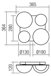 Redo 01-4332 - Plafonieră LED LUMIEN, 4 x LED, 26 W, 230 V, 2700/3000 K, CRI 90, auriu