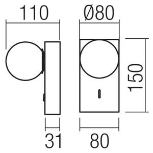 Redo 01-4657 - Aplică LED de perete NORMA LED/5W/230V CRI 90 USB aurie