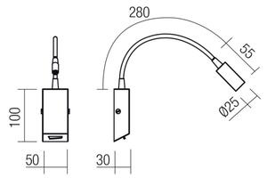 Redo 01-4802 - Lampă flexibilă LED HELLO, 3W, 230V, bronz