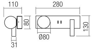Redo NORMA 01-4662 - Aplică de perete LED, 5W/230V + LED 3W, CRI90, USB, bronz