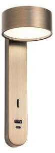 Redo 01-4642 SADES - Aplică de perete LED, 6W, 230V, CRI 90, USB, bronz