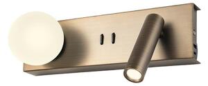 Redo NORMA 01-4662 - Aplică de perete LED, 5W/230V + LED 3W, CRI90, USB, bronz