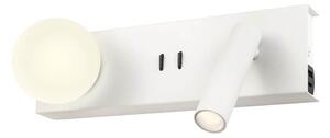 Redo 01-4660 - Aplica LED de perete NORMA, 5W/230V + LED 3W, CRI 90, USB, alb