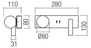 Redo 01-4660 - Aplica LED de perete NORMA, 5W/230V + LED 3W, CRI 90, USB, alb