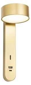 Redo 01-4641 - Aplică de perete LED SADES, 6W, 230V, CRI 90, USB, auriu