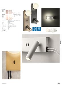 Redo 01-4663 - Aplică LED de perete NORMA, 5W/230V + 3W LED CRI 90, USB, negru