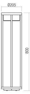 Redo 90676 - Lampă de exterior LED MAX, 15W, 230V, 2700K, 80 cm, IP65, antracit