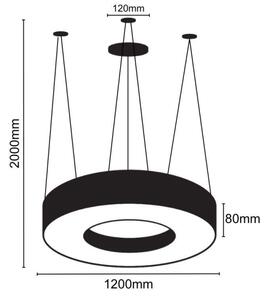 Lustră LED pe cablu LED/60W/230V 4000K d. 120 cm negru