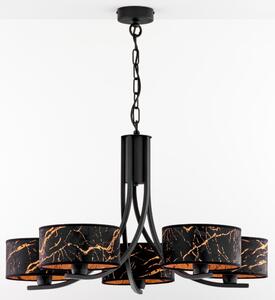 Jupiter 2107 - Candelabru cu lanț ARTHUR 5xE27/15W/230V negru/oranj/decor marmorat