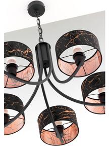 Jupiter 2107 - Candelabru cu lanț ARTHUR 5xE27/15W/230V negru/oranj/decor marmorat