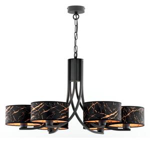 Jupiter 2108- Candelabru pe lanț ARTHUR 6xE27/15W/230V negru/portocaliu/decor marmură