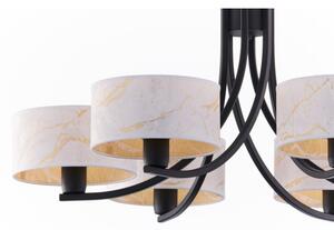 Jupiter 2105 - Candelabru suspendat pe lanț ARTHUR 6xE27/15W/230V alb/negru/decor marmură