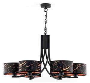 Jupiter 2108- Candelabru pe lanț ARTHUR 6xE27/15W/230V negru/portocaliu/decor marmură