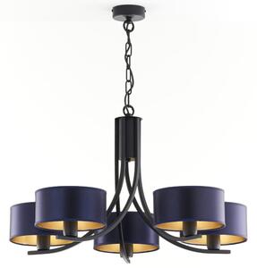 Jupiter 2101 - Lustră cu lanț ARTHUR 5xE27/15W/230V albastru/negru