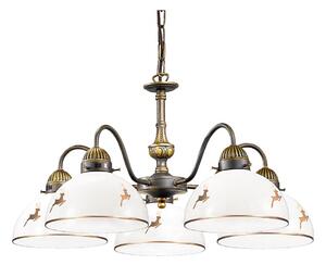 Kolarz 731.85.150 - Candelabru cu lanț NONNA, 5xE27/75W/230V, decor cu cerbi, aur roz