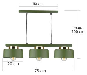 Lustră suspendată pe cablu IGNIA, 3 x E27, 60 W, 230 V, verde/auriu